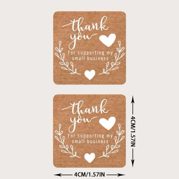 LAST SET! 60pk Rustic Craft Style Thank You Stickers Script, Flowers & Heart - Picture 3 of 4